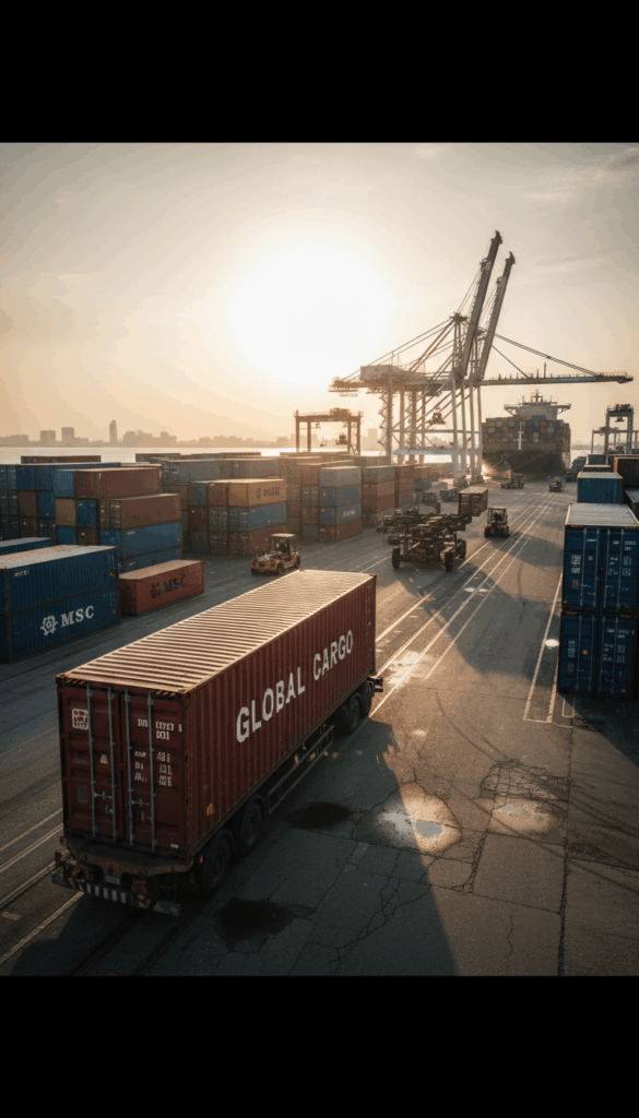 better photo of a shipping container in a port